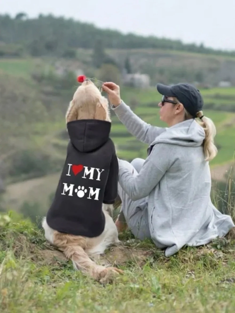 I ♥ MY MOM Black Fleece Dog Sweatshirt NWT